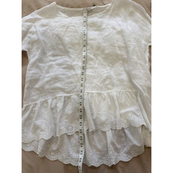 NWT Bellambia Womens S White RollTab Linen Lagenlook Oversized Embroidered Italy - Picture 7 of 7